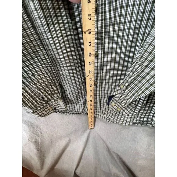 Wrangler Cool River Cotton Button Shirt Adult Large Green Check Long Sleeve Mens - Picture 7 of 8